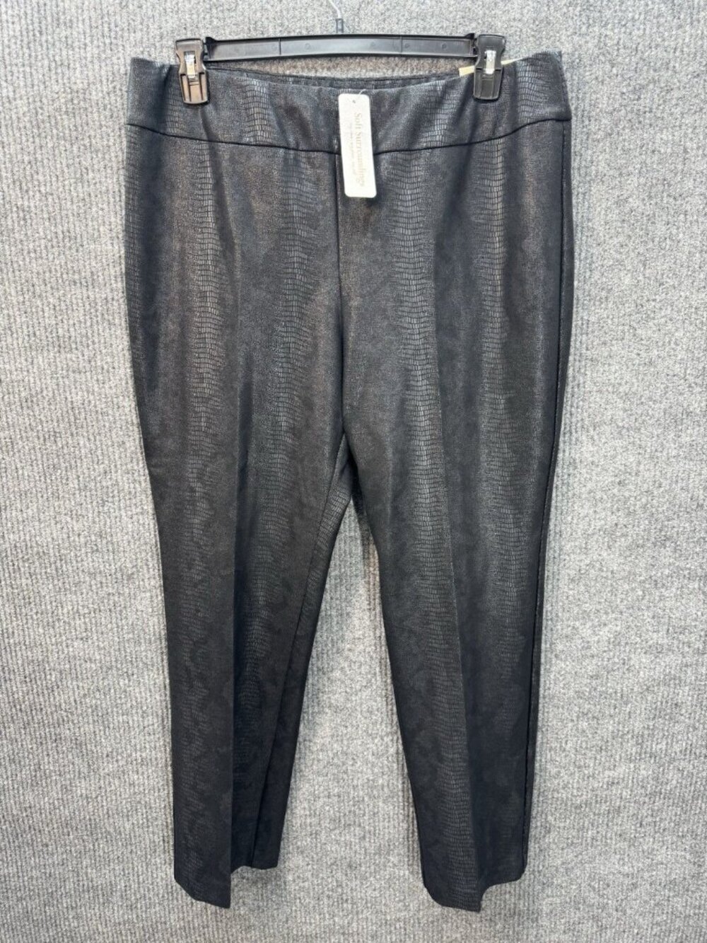 Soft Surroundings Foil Python Snakeskin Pants Womens 1X (18w/20w) Black Pull On